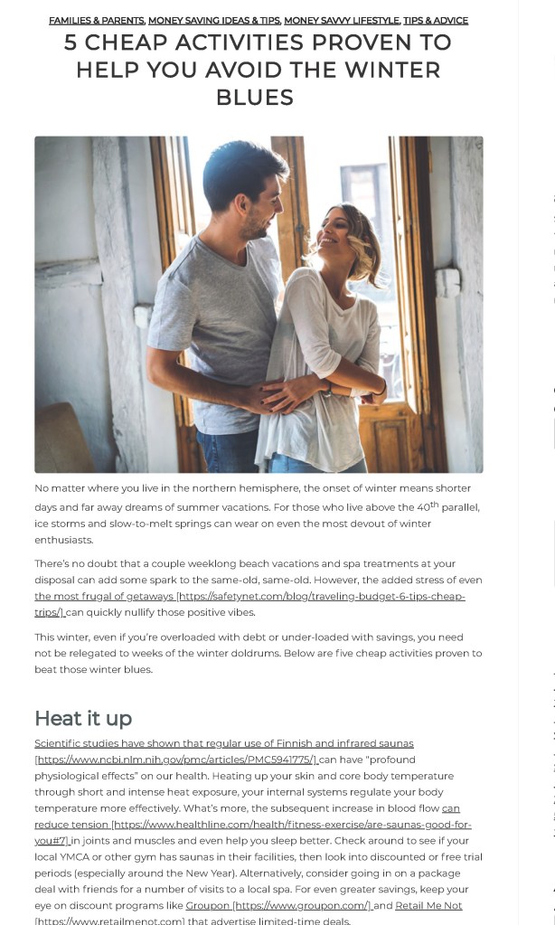 Avoid the Winter Blues article