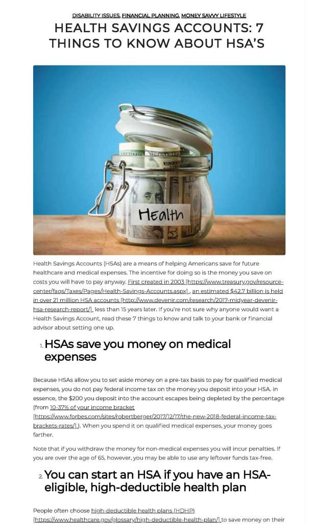 HSA article by Strong Suit