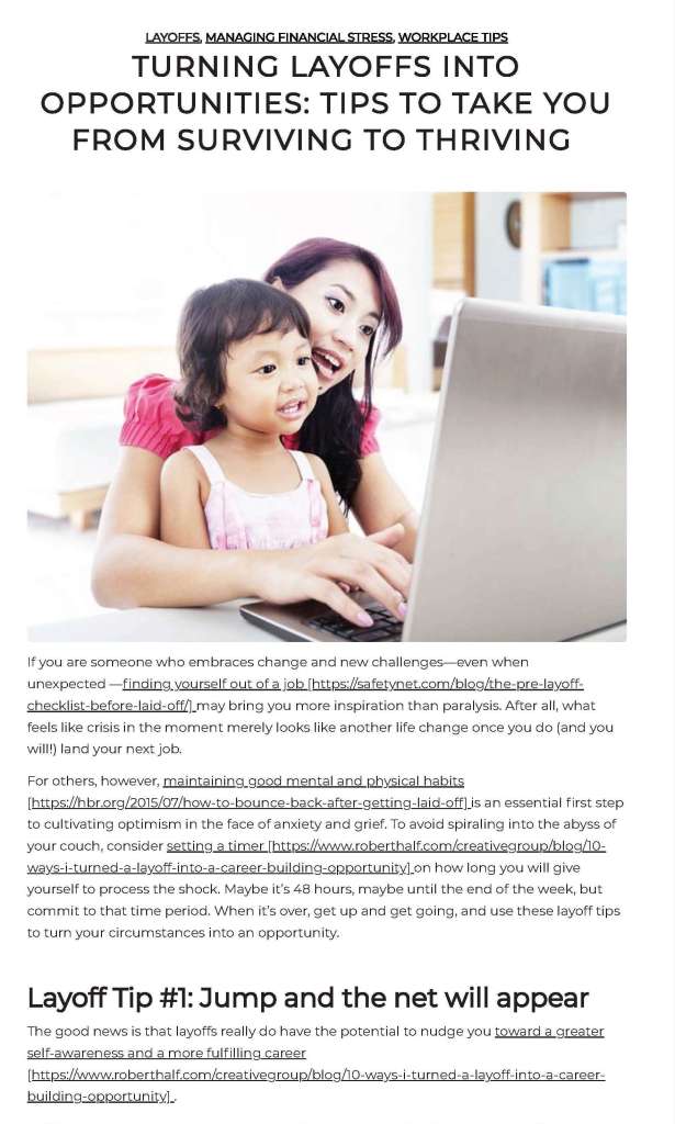 Layoffs into Opportunities Strong Suit