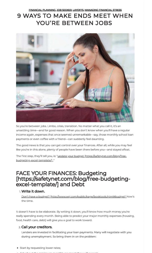 Making Ends Meet article