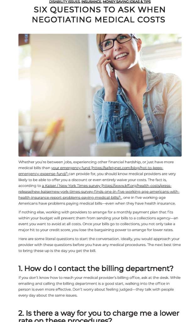 Negotiating medical costs