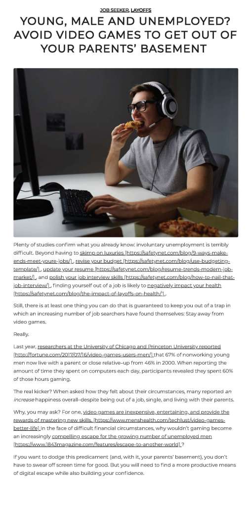 Young and Unemployed blog post