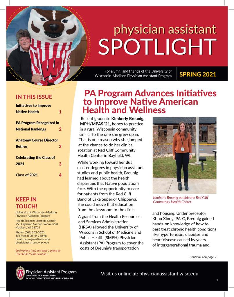 PA Program newsletter spring 2021