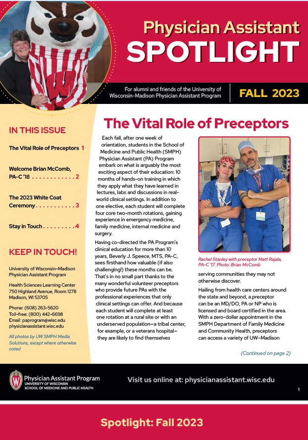 cover page of PA newsletter about preceptors